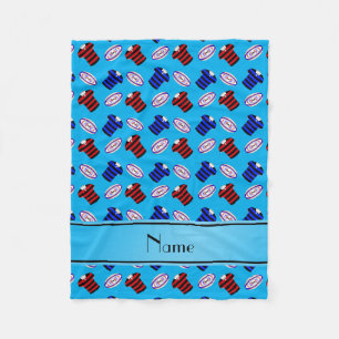 Personalised name sky blue jerseys rugby balls fleece blanket