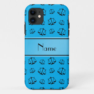 Personalised name sky blue justice scales Case-Mate iPhone case