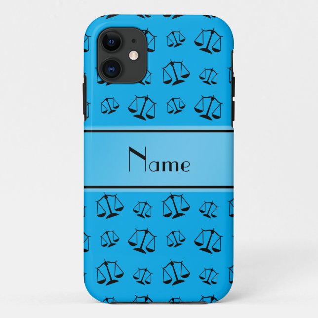 Personalised name sky blue justice scales Case-Mate iPhone case (Back)