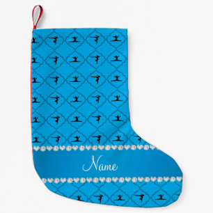 Personalised name sky blue moroccan gymnastics small christmas stocking