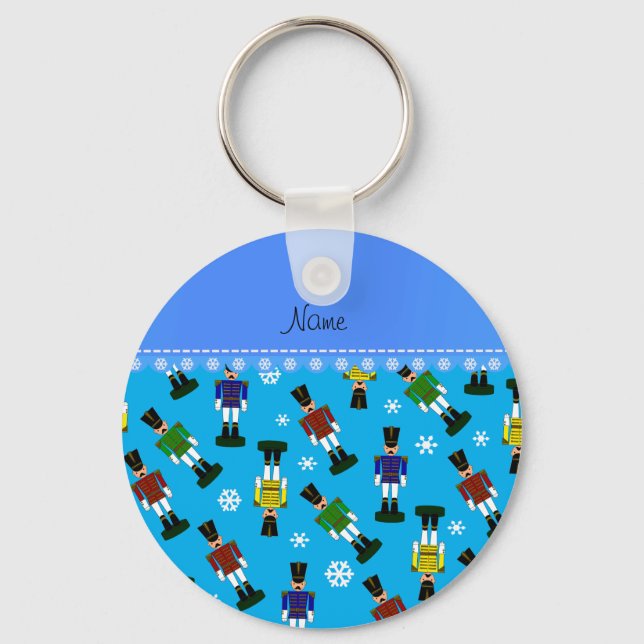 Personalised name sky blue nutcrackers key ring (Front)