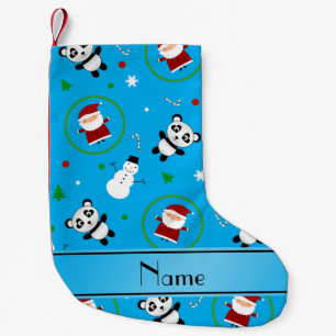 Personalised name sky blue panda santas christmas small christmas stocking