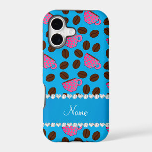 Personalised name sky blue pink coffee cups beans