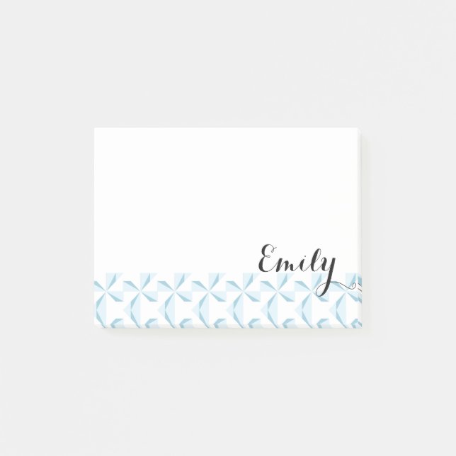Personalised Name Sky Blue Pinwheels Post-it Notes (Front)