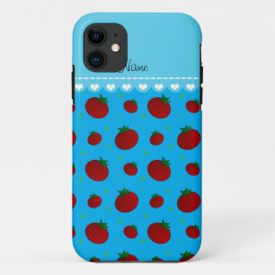 Personalised name sky blue red tomatoes iPhone 11 case