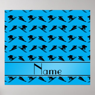 Personalised name sky blue ski pattern poster