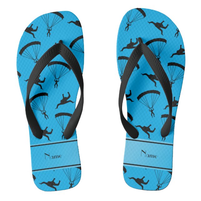 Personalised name sky blue skydiving pattern jandals (Footbed)