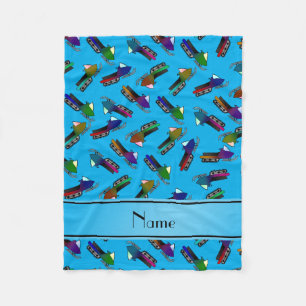 Personalised name sky blue snowmobiles fleece blanket