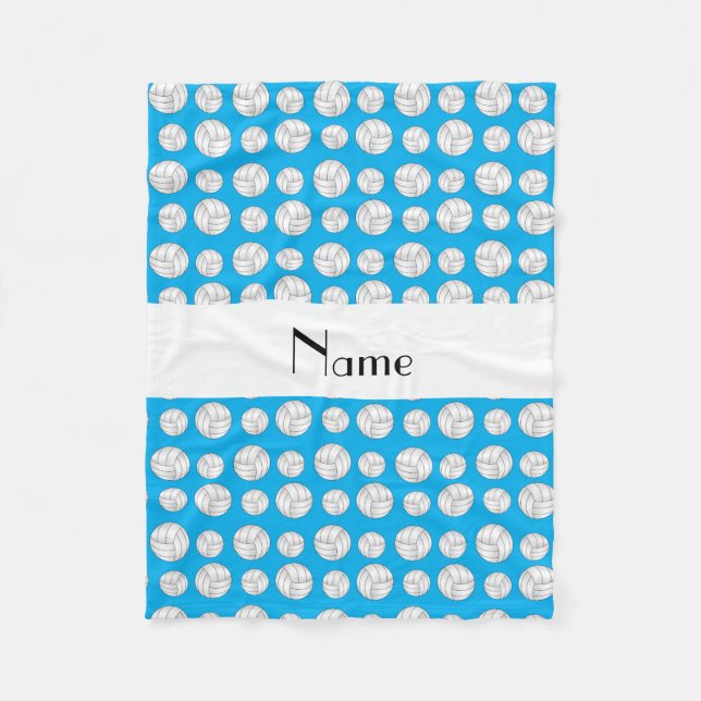 Personalised name sky blue volleyball balls fleece blanket (Front)