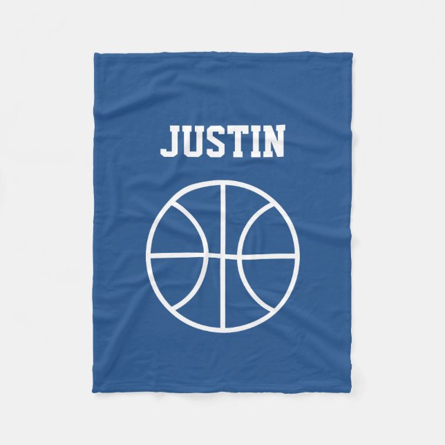 Personalised name small basketball fleece blanket (Front)