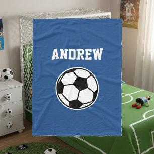 Personalised name soccer ball fleece blanket