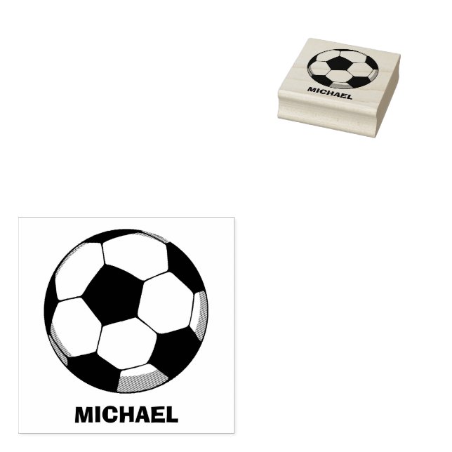 Personalised Name Soccer ball rubber stamp (Stamped)
