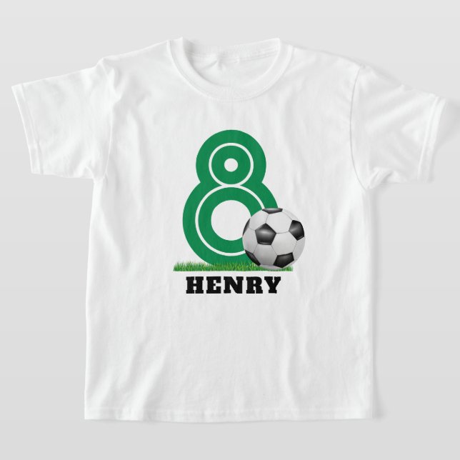 Personalised Name soccer Boy Birthday T-Shirt (Laydown)