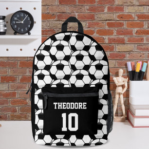 Personalised Name Soccer Football Ball Pattern Printed Backpack