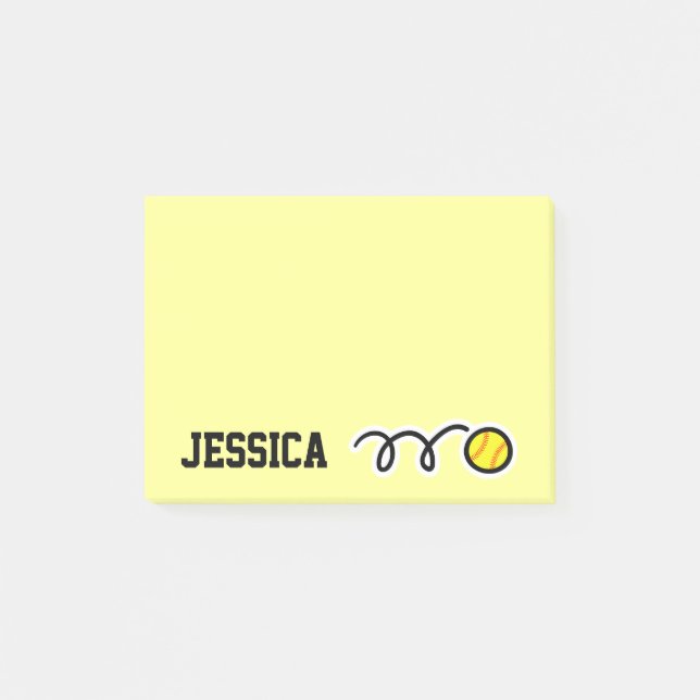 Personalised name softball Post-it® notes (Front)