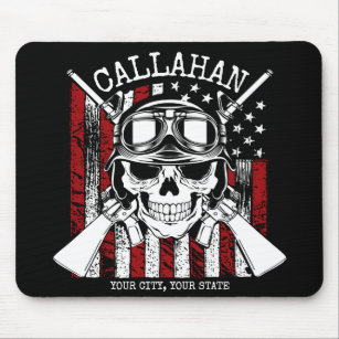 Personalised NAME Soldier Skull Dual Guns USA Flag Mouse Pad