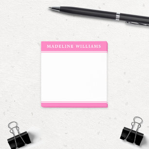 Personalised Name Square Hot Pink Post It Notes