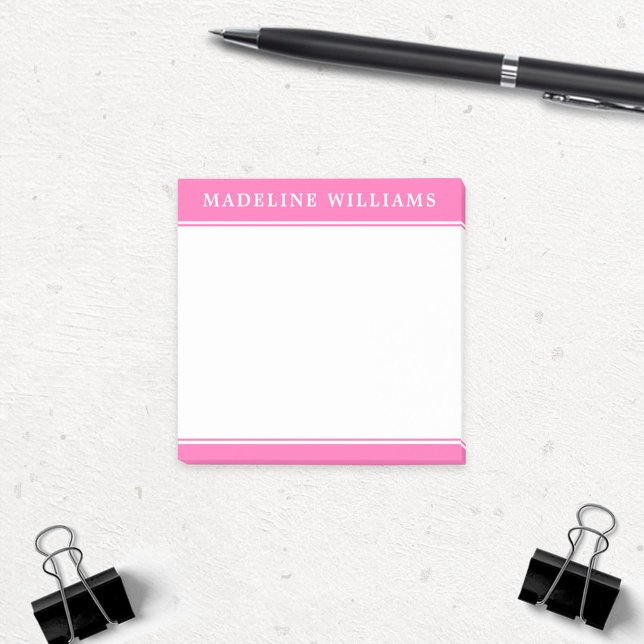 Personalised Name Square Hot Pink Post It Notes (Creator Uploaded)