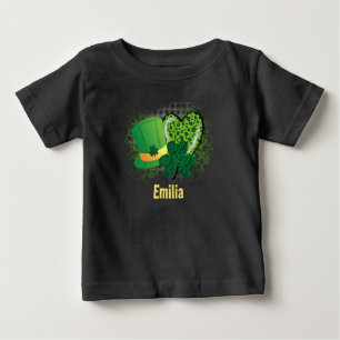 Personalised Name St Patricks Day Shamrock Clover Baby T-Shirt