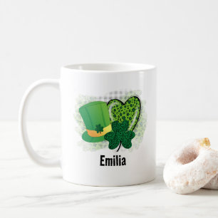 Personalised Name St Patricks Day Shamrock Clover Coffee Mug