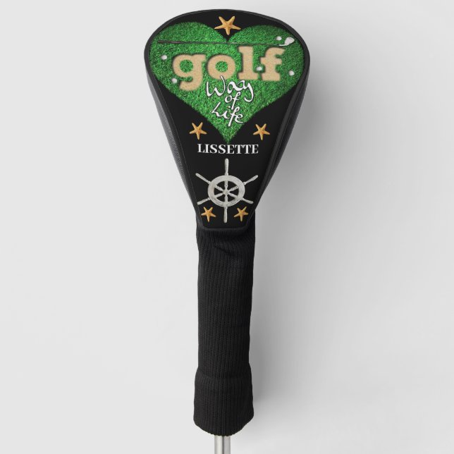 Personalised Name & Starfish Golf Way of Life Head Cover (Front)