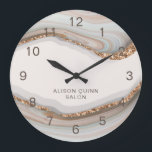 Personalised Name Stone Marble Agate  Large Clock<br><div class="desc">Designed to coordinate with our Agate Business Collection,  this wall clock features gorgeous marble agate background with your own business name. For more advanced customisation of this design,  e.g. changing layout,  font or text size please click the "CUSTOMIZE" button above. Please contact me for any questions!</div>