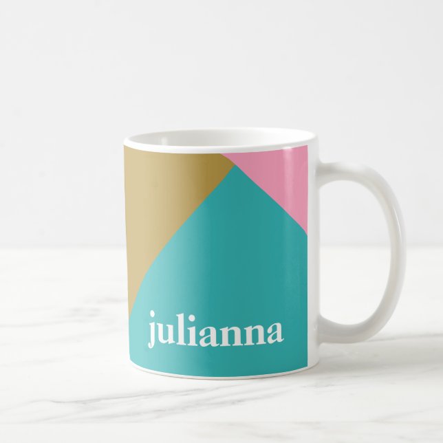 Personalised Name Stylish Colourful Geometric Chic Coffee Mug (Right)