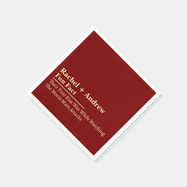 Personalised Name Stylish Fun Fact Wedding Napkins (Corner)