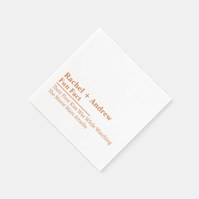 Personalised Name Stylish Fun Fact Wedding Napkins (Corner)