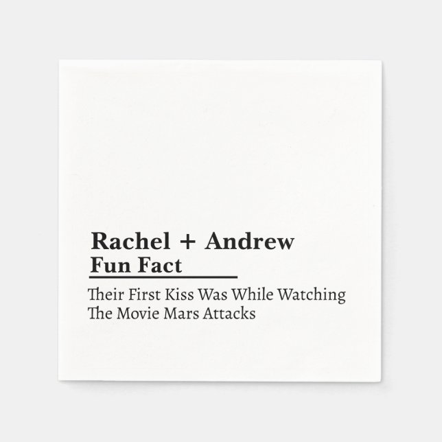 Personalised Name Stylish Fun Fact White Napkins (Front)