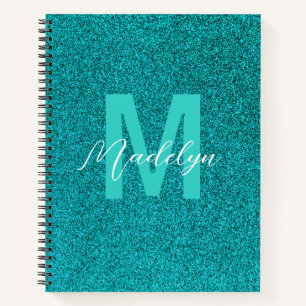 Personalised Name Stylish Glitter green Notebook