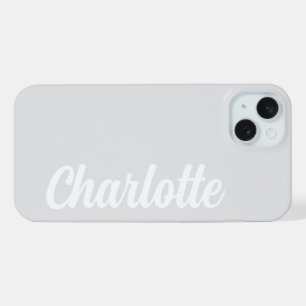 Personalised Name Stylish Modern Minimal LightGrey iPhone 15 Plus Case