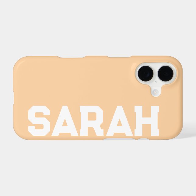 Personalised Name Stylish Modern Minimal Peach  iPhone Case (Back Horizontal)