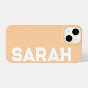 Personalised Name Stylish Modern Minimal Peach  iPhone 14 Case