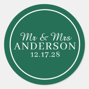 Personalised Name Stylish Modern Minimal Wedding Classic Round Sticker