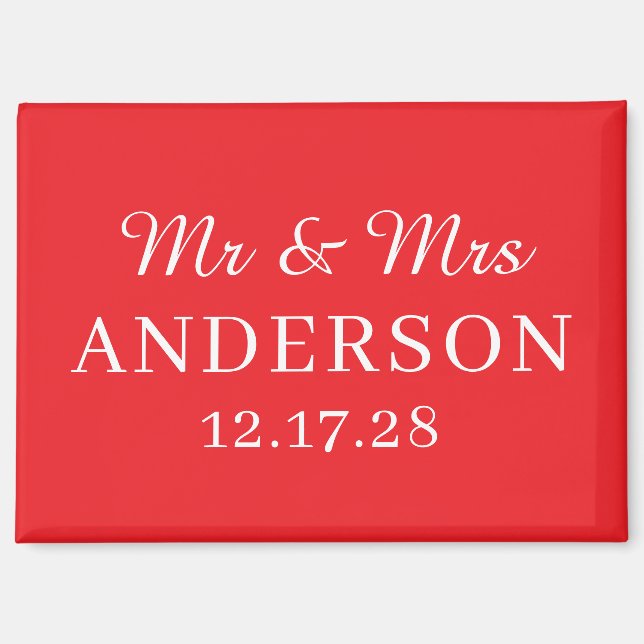 Personalised Name Stylish Modern Minimal Wedding  Magnet (Front)