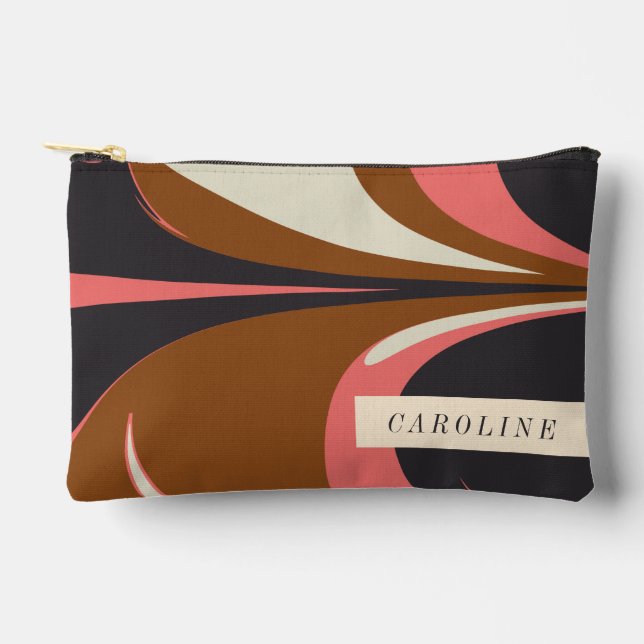 Personalised Name Stylish Retro Trendy Marble Art Accessory Pouch (Front)