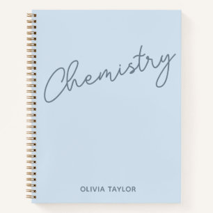 Personalised Name Subject Soft Blue Chemistry Notebook