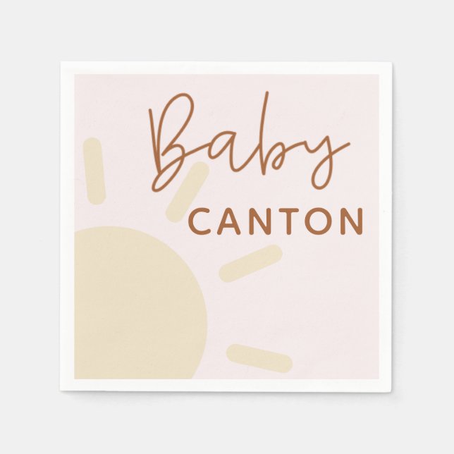 Personalised Name Sunshine Boho Baby Shower Napkin (Front)