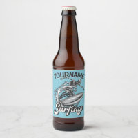 Personalised NAME Surfer Big Wave Skeleton Surfing