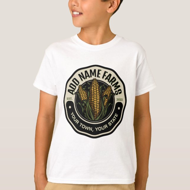 Personalised NAME Sweet Corn Garden Farm Farmer T-Shirt (Front)