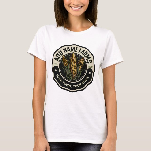 Personalised NAME Sweet Corn Garden Farm Farmer  T-Shirt (Front)