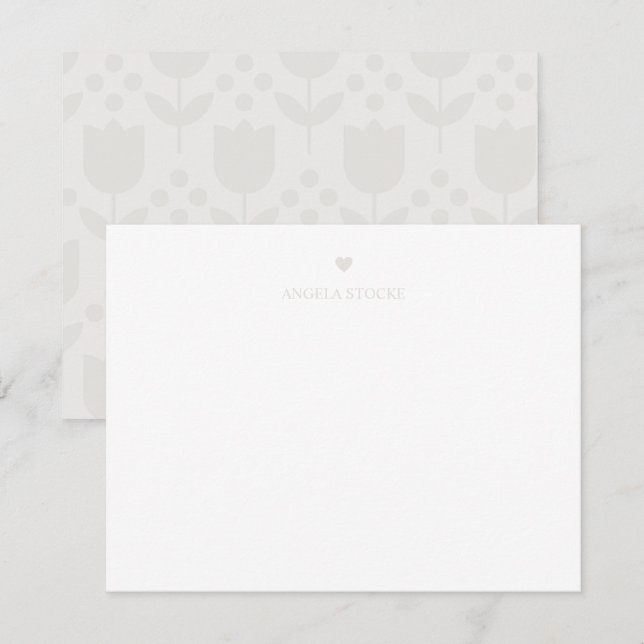 Personalised Name Taupe Neutral Heart Card (Front/Back)