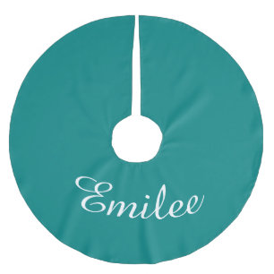Personalised Name Teal Green Holiday Christmas Brushed Polyester Tree Skirt