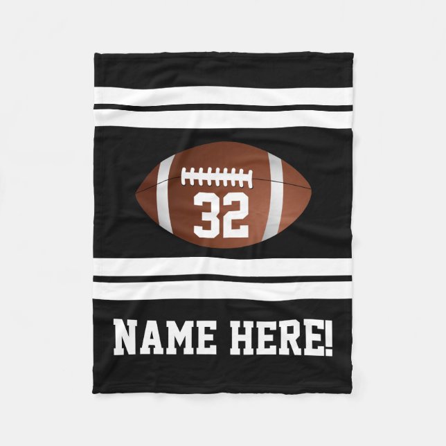 Personalised Name Team Colours Black Football Fleece Blanket (Front)