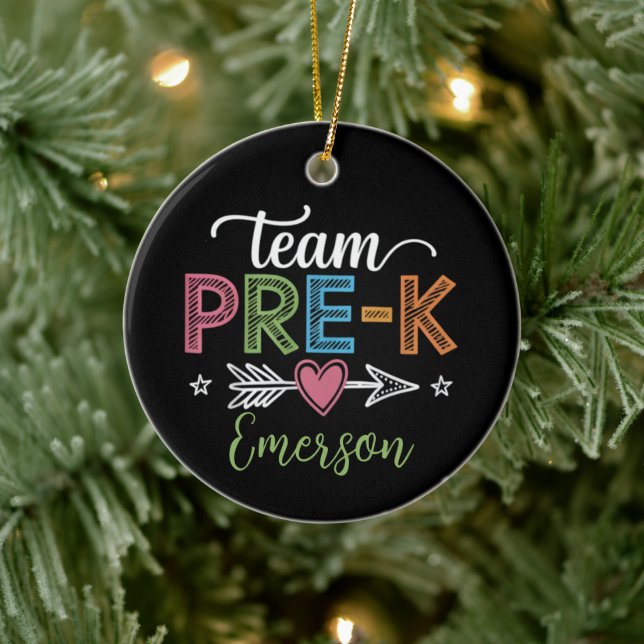 Personalised Name Team Pre-K PreSchool Teacher  Ceramic Tree Decoration (Tree)