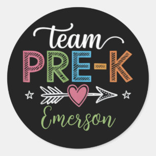 Personalised Name Team Pre-K PreSchool Teacher Classic Round Sticker