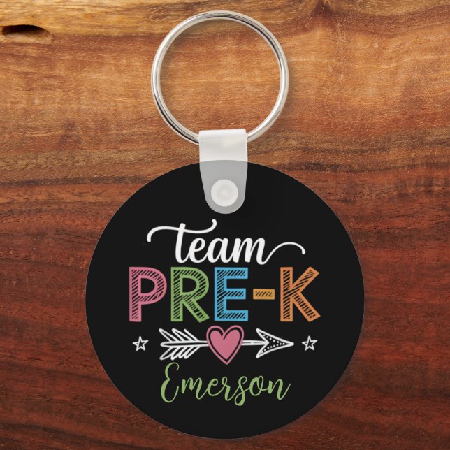 Personalised Name Team Pre-K PreSchool Teacher  Key Ring (Front)