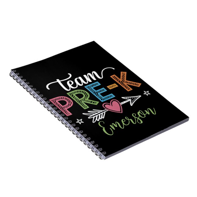 Personalised Name Team Pre-K PreSchool Teacher  Notebook (Right Side)
