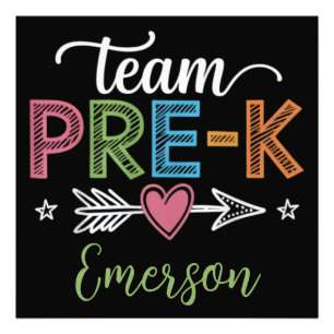Personalised Name Team Pre-K PreSchool Teacher  Photo Print